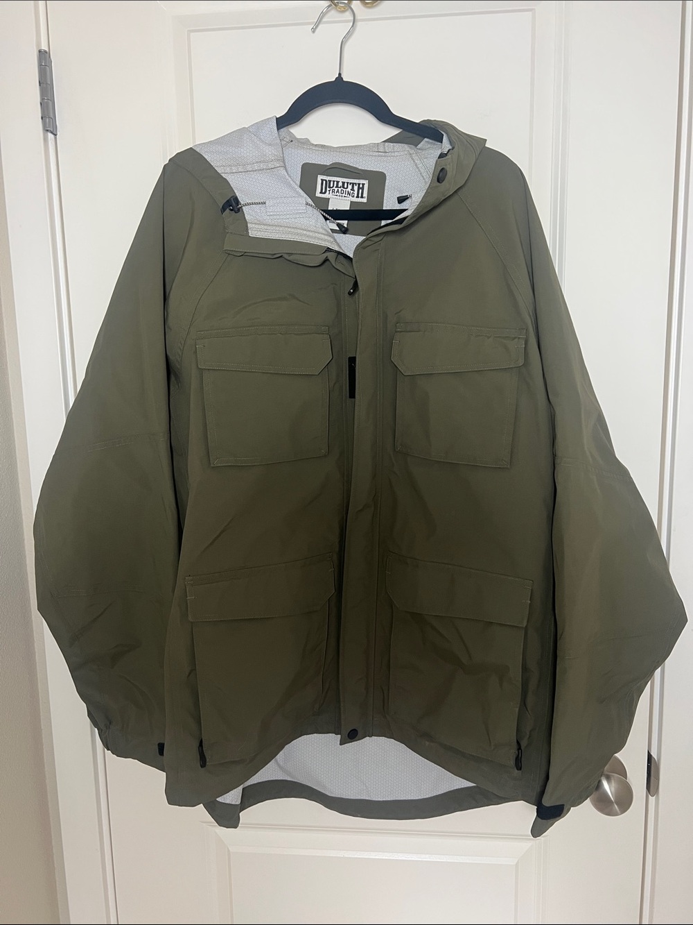 Duluth Trading Co Olive Green Hooded Field Rain Coat Large Tall